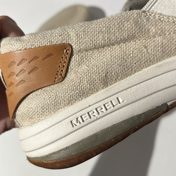 Merrell Womens Slip On Sneakers Shoes Linen Canvas Tan sz 8 summer cloth - Picture 10 of 10